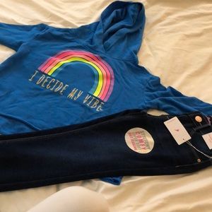 Tommy Bahamas jeans. Size 7 w Justice sweatshirt.